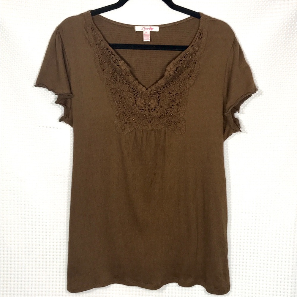 "Lena" Babydoll style short sleeve shirt XL
